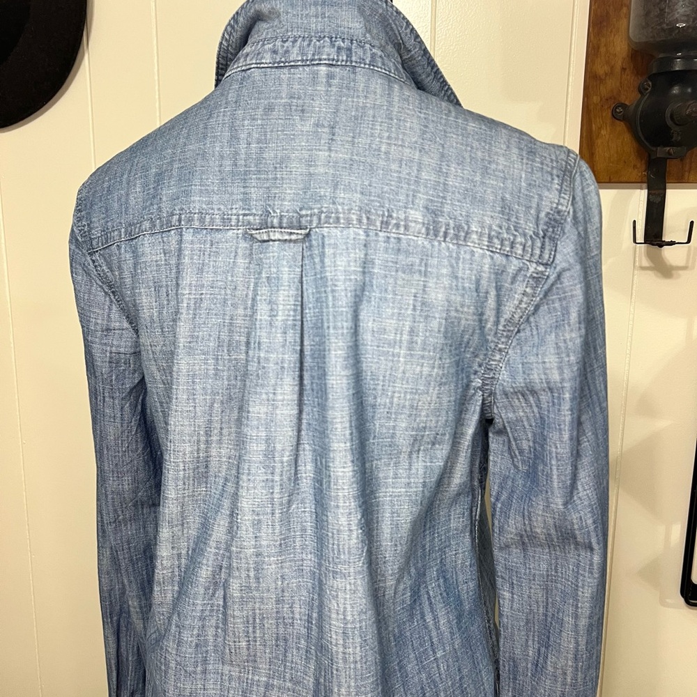 Denim Button-Up Shirt With Patch - image 2